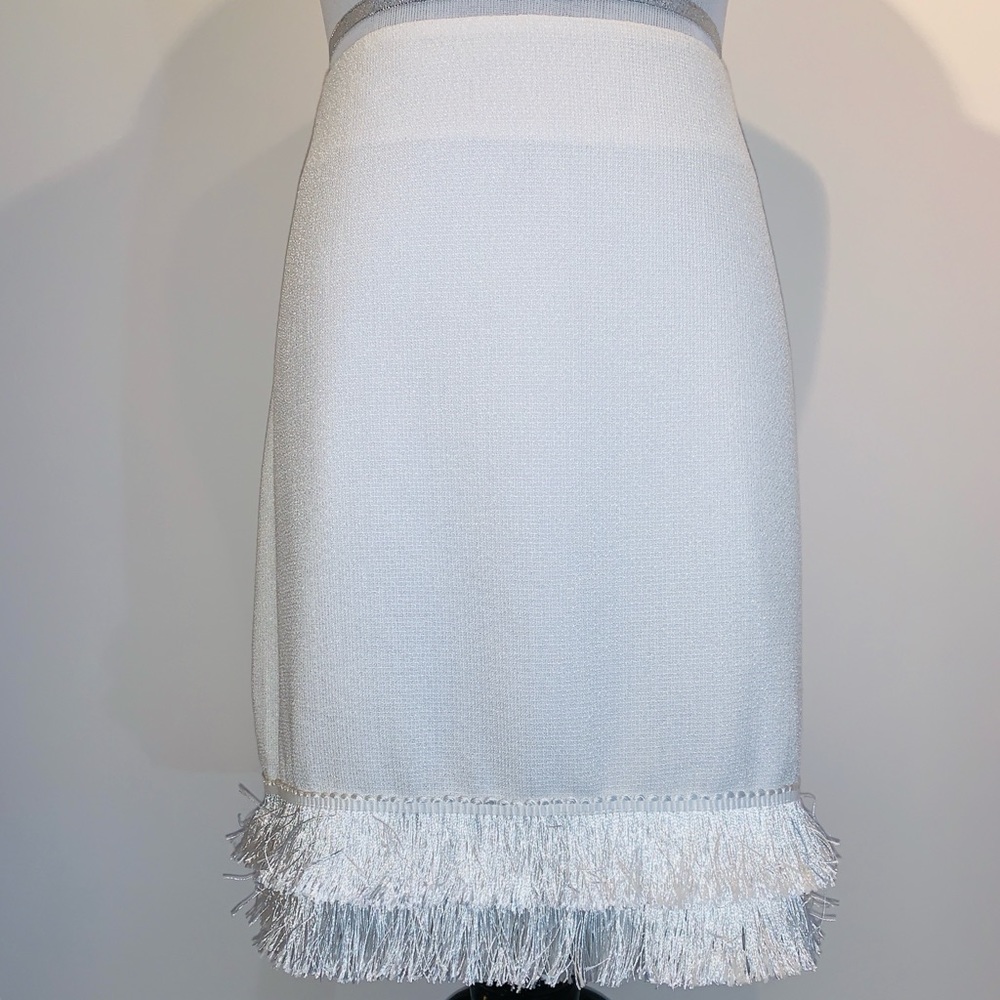 Women's Textured Fringe Mini Skirt White - Picture 4 of 4